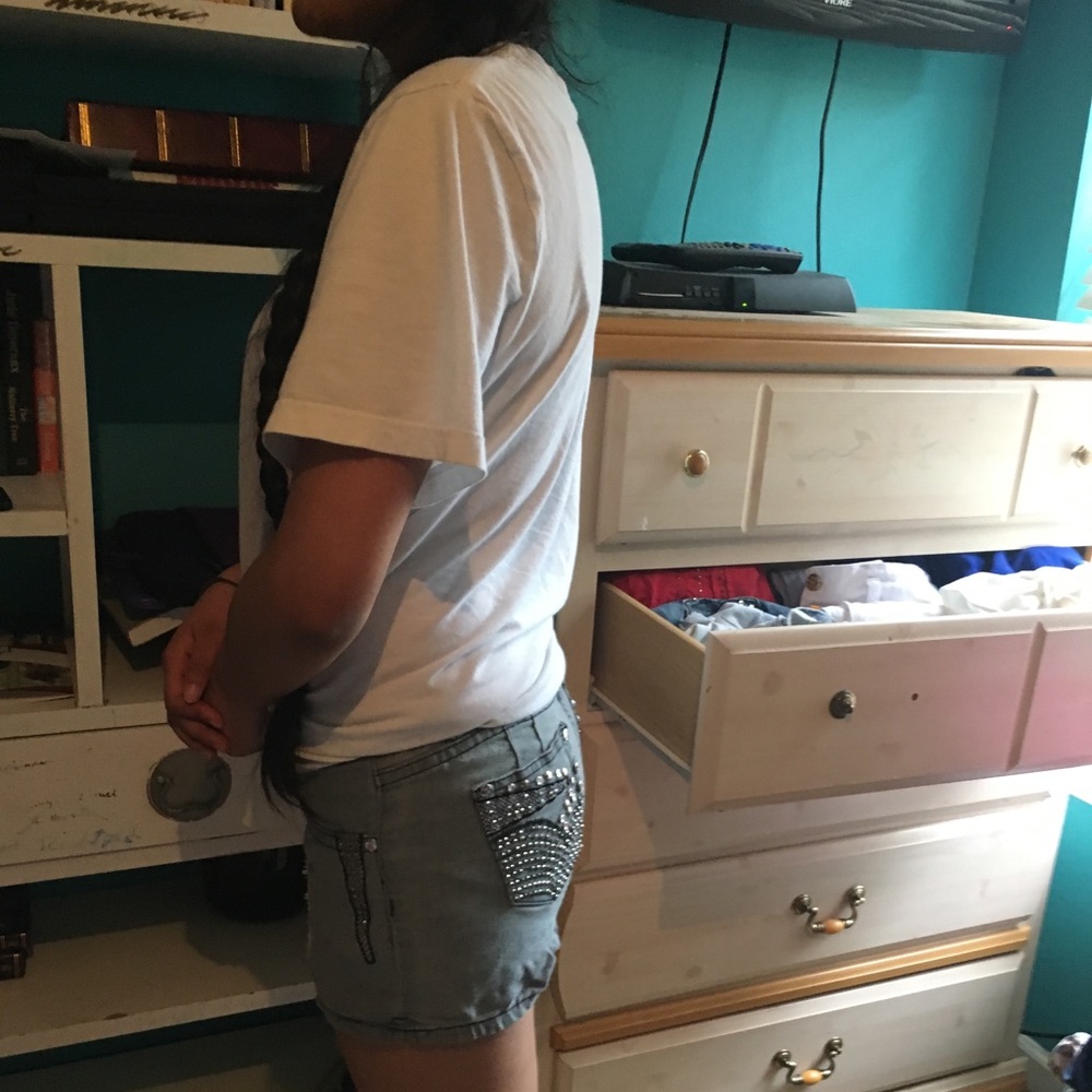 Gray Jean Ripped Shorts - Picture 3 of 3
